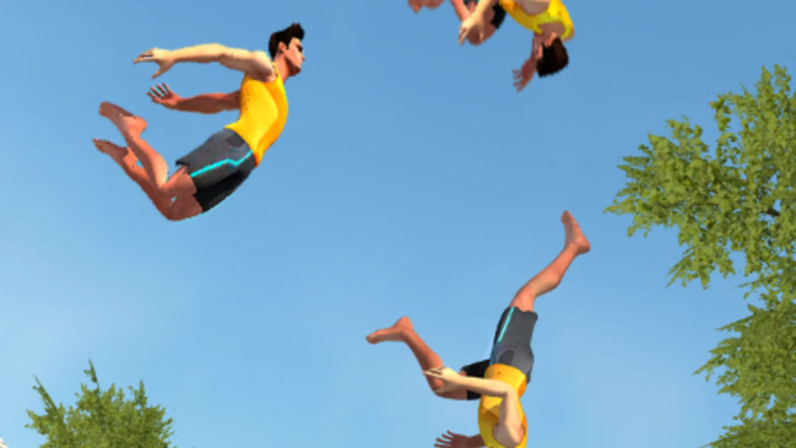 Executing backflips on a trampoline in Flip Master